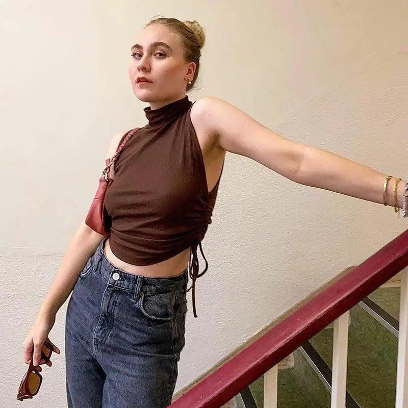 Summer cute fashion Women High Neck Crop Tank Top cute fashion styles best tank tops