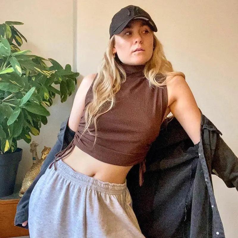 Summer cute fashion Women High Neck Crop Tank Top cute fashion styles best tank tops