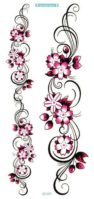 2021 Temporary Waterproof Butterfly Tattoo Black Design Waist Body Fake Tattoo Flower Sticker For Women Girls