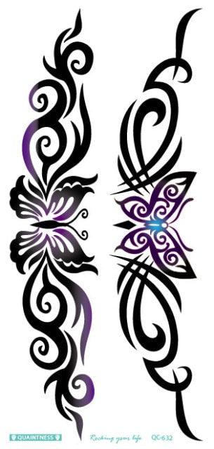 2021 Temporary Waterproof Butterfly Tattoo Black Design Waist Body Fake Tattoo Flower Sticker For Women Girls