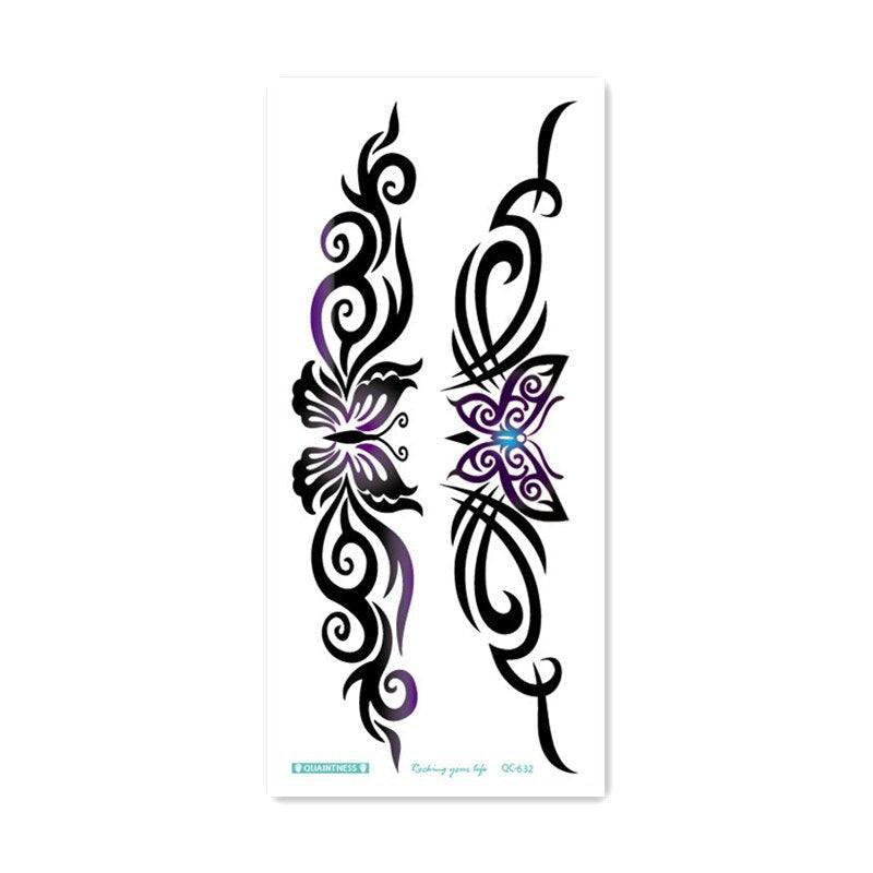 2021 Temporary Waterproof Butterfly Tattoo Black Design Waist Body Fake Tattoo Flower Sticker For Women Girls