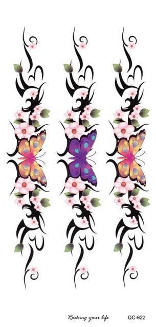 2021 Temporary Waterproof Butterfly Tattoo Black Design Waist Body Fake Tattoo Flower Sticker For Women Girls