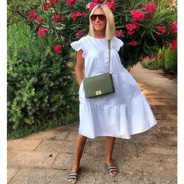 Women Retro Loose Casual Round Neck Short Sleeve Dress - Cute Fashion Dresses For Women