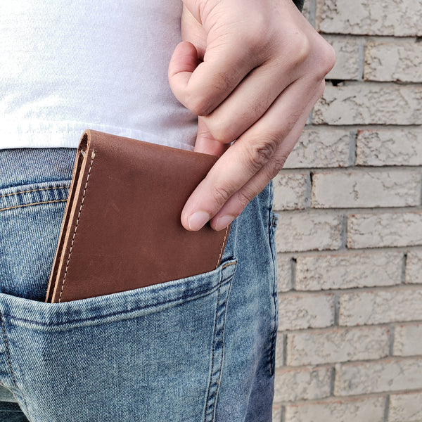 Cognac Full Grain Leather Wallet with Coin Pouch NAB Leather