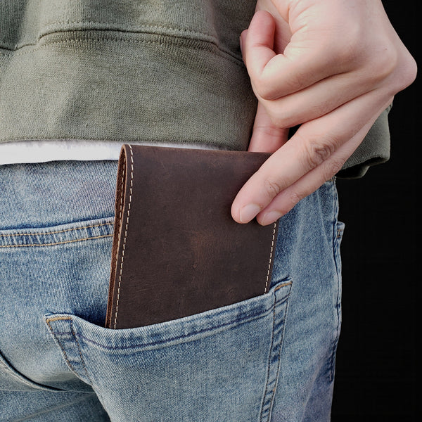 Brown Full Grain Leather Minimalist Wallet NAB Leather