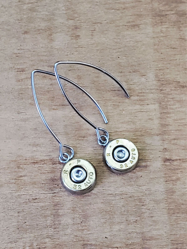 Petite 32 Auto Wishbone Kidney Wire Bullet Earrings