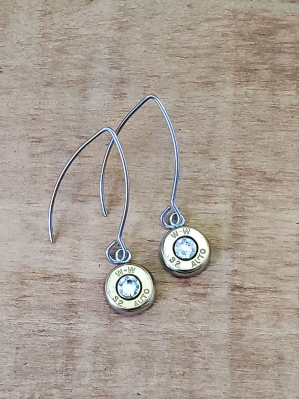 Petite 32 Auto Wishbone Kidney Wire Bullet Earrings