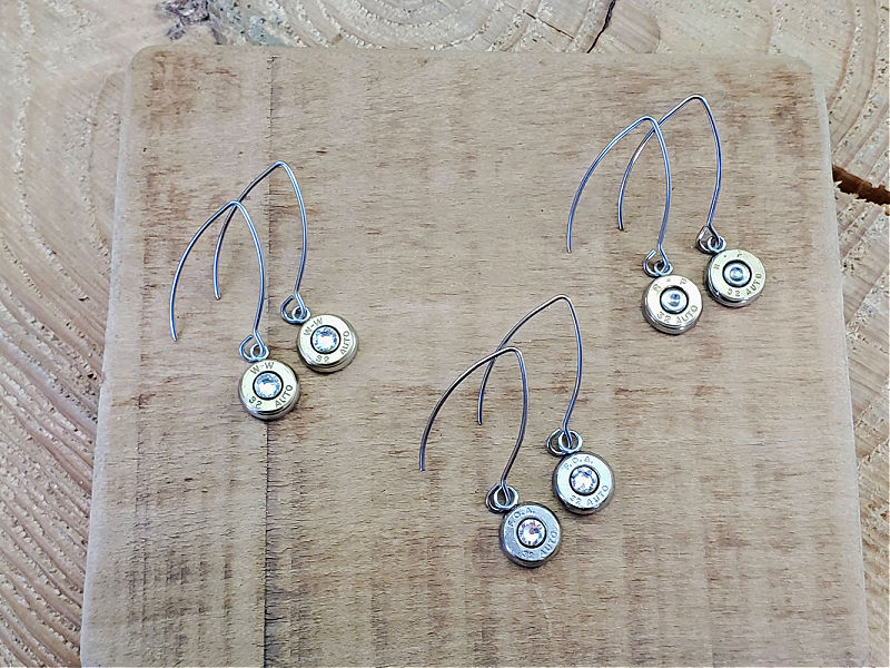 Petite 32 Auto Wishbone Kidney Wire Bullet Earrings