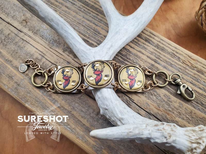 Vintage Buck Head Bottle Cap SILVER Bracelet