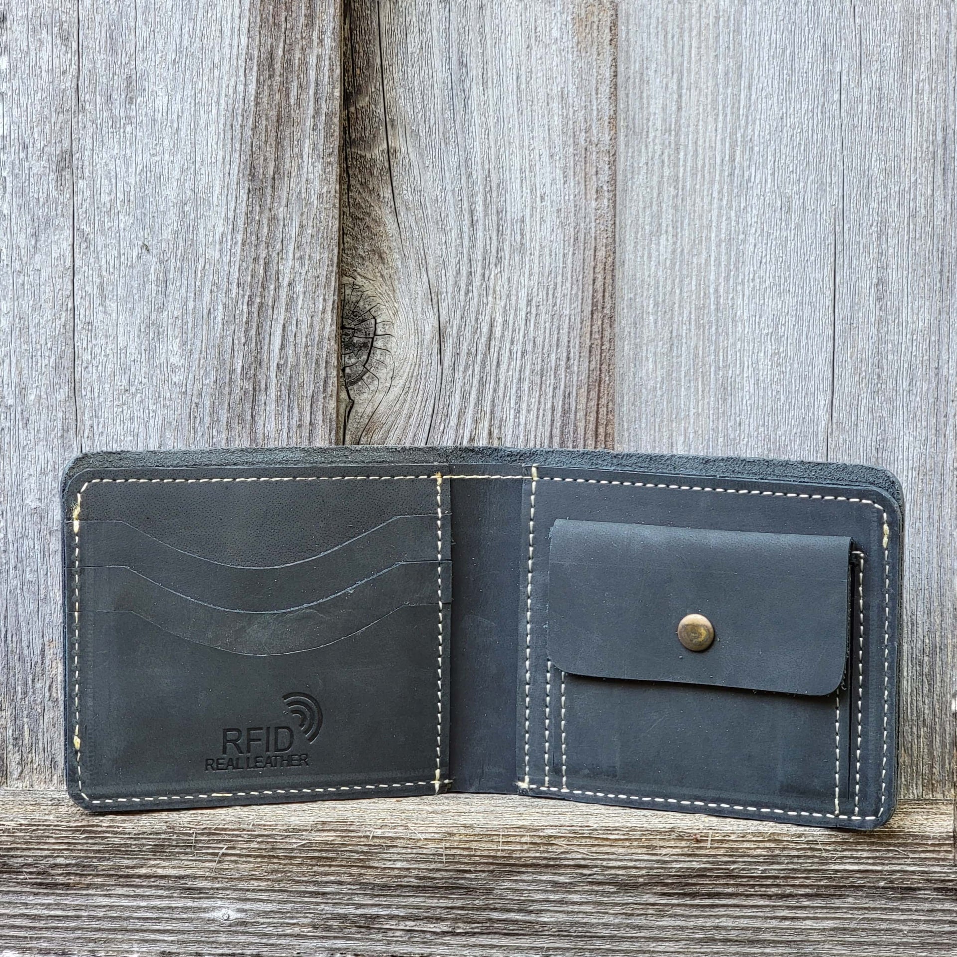 Cognac Full Grain Leather Wallet with Coin Pouch NAB Leather