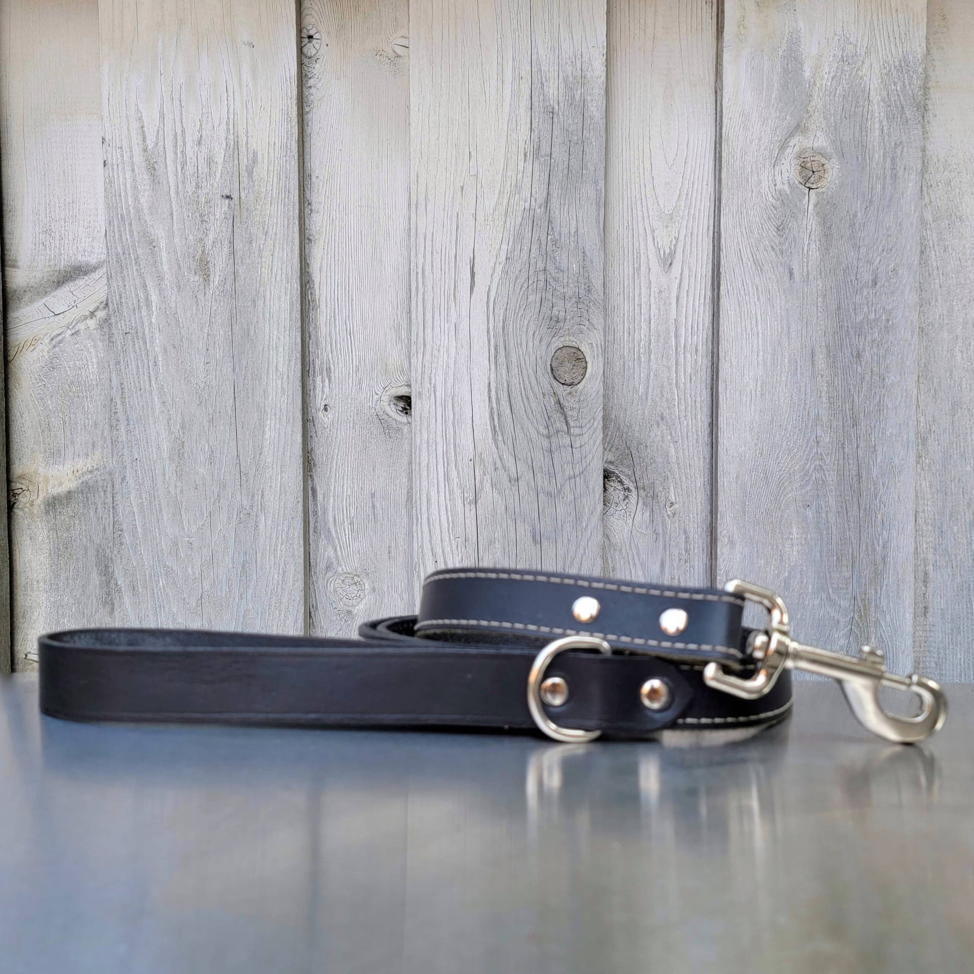 Black Stitched Leather Dog Leash 60'' - Made in Canada NAB Leather