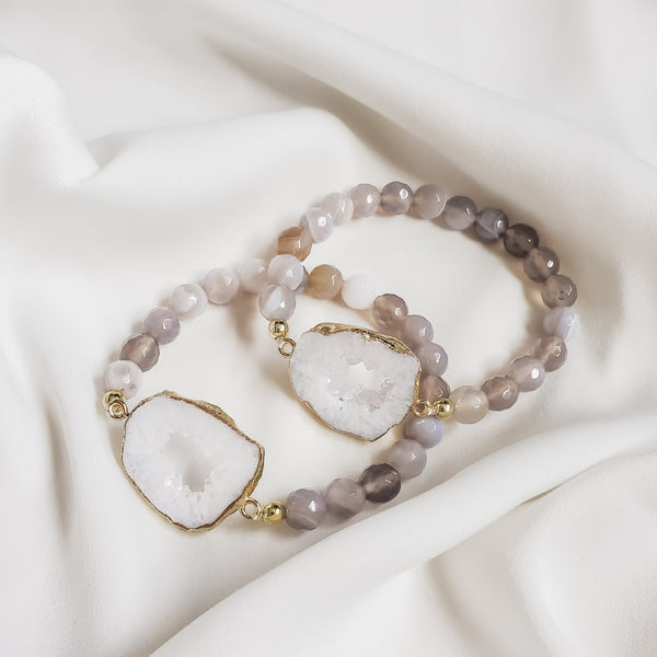 Grey Agate Connector Bracelet