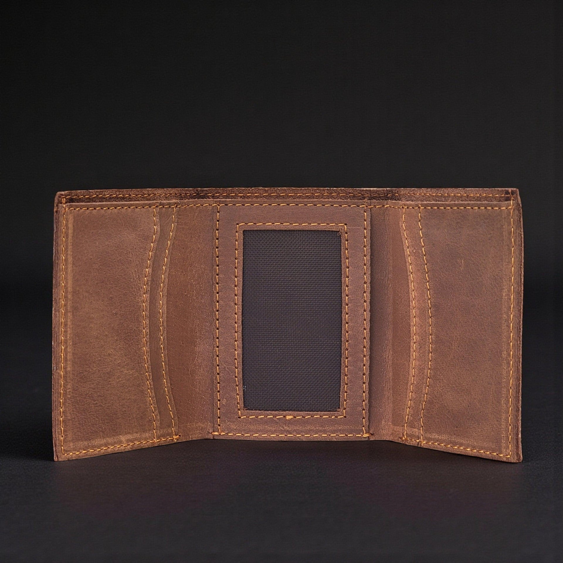 Meraki - Brown Full Grain Leather Trifold Wallet