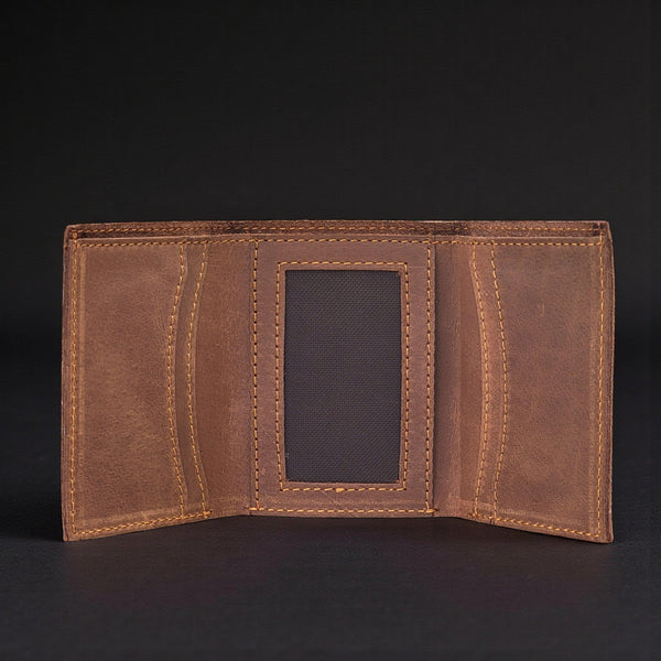 Meraki - Brown Full Grain Leather Trifold Wallet