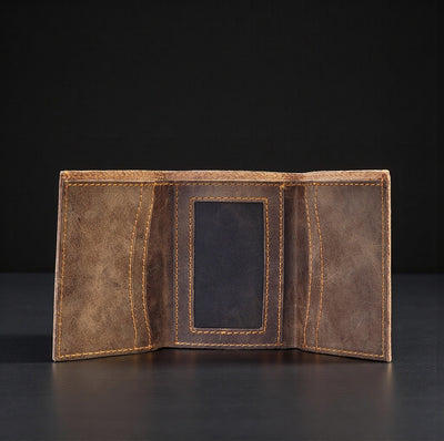 Meraki - Brown Full Grain Leather Trifold Wallet