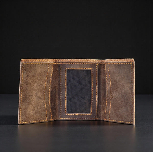 Meraki - Brown Full Grain Leather Trifold Wallet