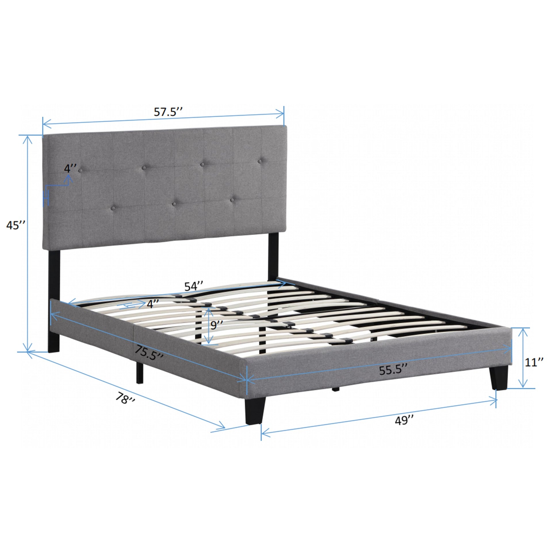 Full Size Upholstered Platform Bed Frame with Modern Button Tufted