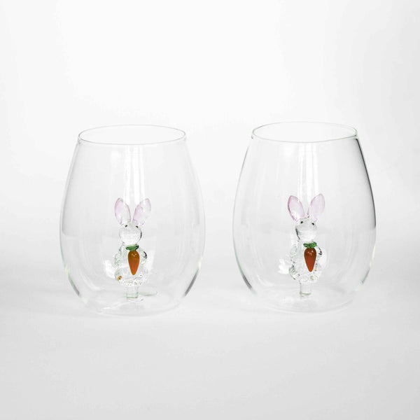 3D Easter Bunny Stemless Wine Glasses