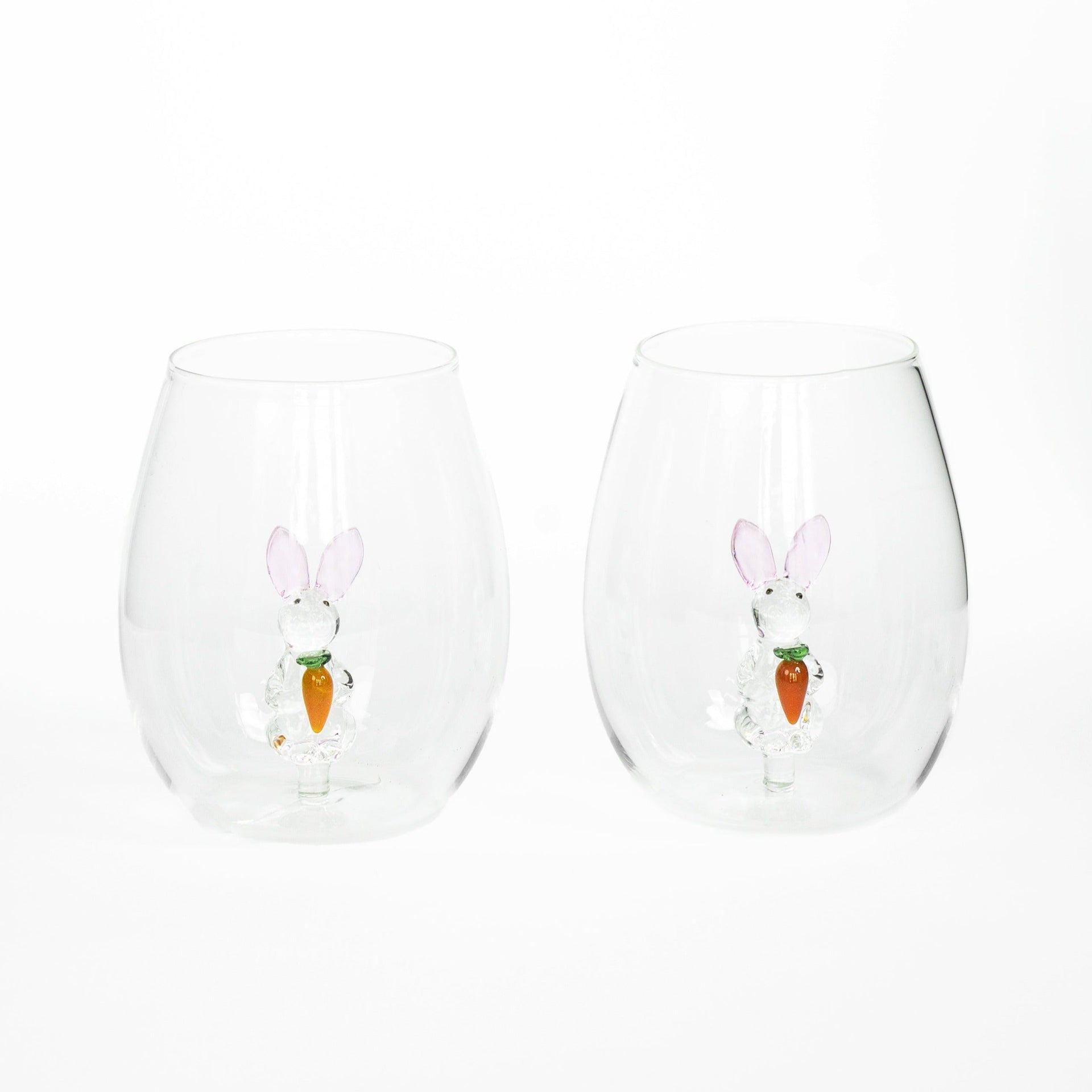 3D Easter Bunny Jar & Wine Glass Collection Jersey Art Glass