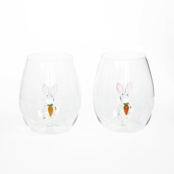 3D Easter Bunny Jar & Wine Glass Collection Jersey Art Glass