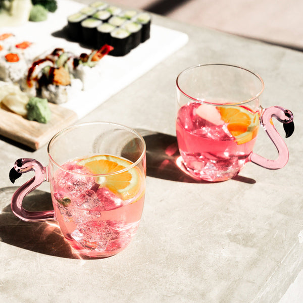 Flamingo Glass Mugs Jersey Art Glass