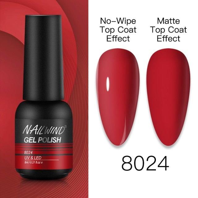 NEW TREND Modern fashion Red Gel Nail Polish For Nails  Permanent UV LED 8ml Matte Glossy High Quality Fashion Design For Women and Ladies