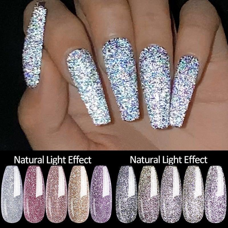 2022 New Reflective Glitter Nail Gel 8ml  Permanent UV/LED Glossy Effect Popular Diamond Nail Gel Design For Womens