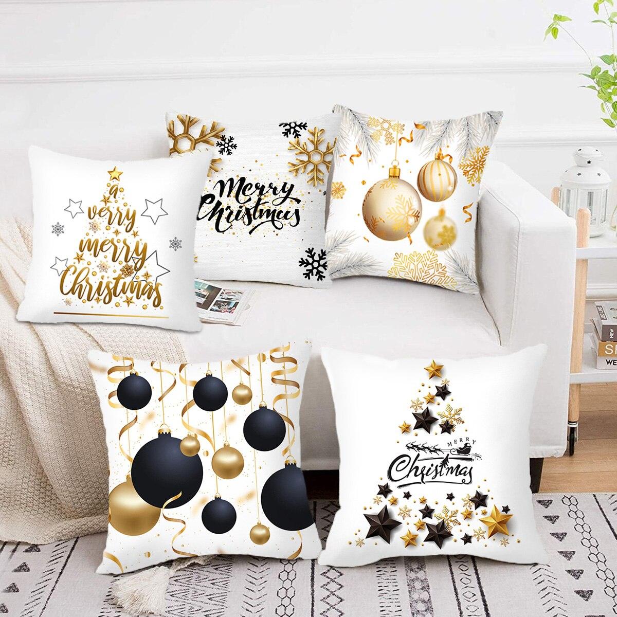 2022 Santa Claus Christmas Pillowcase Decor For Home Christmas Throw Pillow Covers Decorative Snowman Santa Claus Pillow Covers Linen Cushion Cover Couch Pillow Cases Merry Christmas Ornament Xmas Gifts 45x45CM