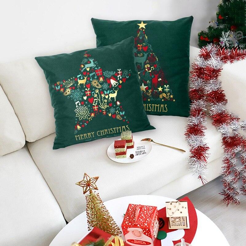 2022 Santa Claus Christmas Pillowcase Decor For Home Christmas Throw Pillow Covers Decorative Snowman Santa Claus Pillow Covers Linen Cushion Cover Couch Pillow Cases Merry Christmas Ornament Xmas Gifts 45x45CM