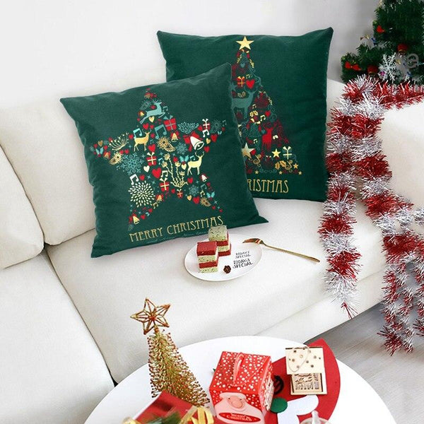 2022 Santa Claus Christmas Pillowcase Decor For Home Christmas Throw Pillow Covers Decorative Snowman Santa Claus Pillow Covers Linen Cushion Cover Couch Pillow Cases Merry Christmas Ornament Xmas Gifts 45x45CM