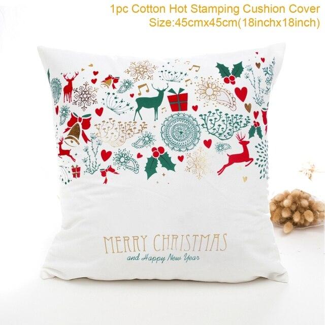 2022 Santa Claus Christmas Pillowcase Decor For Home Christmas Throw Pillow Covers Decorative Snowman Santa Claus Pillow Covers Linen Cushion Cover Couch Pillow Cases Merry Christmas Ornament Xmas Gifts 45x45CM