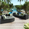 GO 7-Piece Outdoor Wicker Sofa Set with Striped Cushions