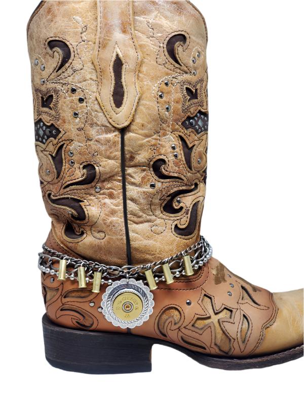12 Gauge Shotshell Concho Medallion Multi-Chain Boot Bracelet