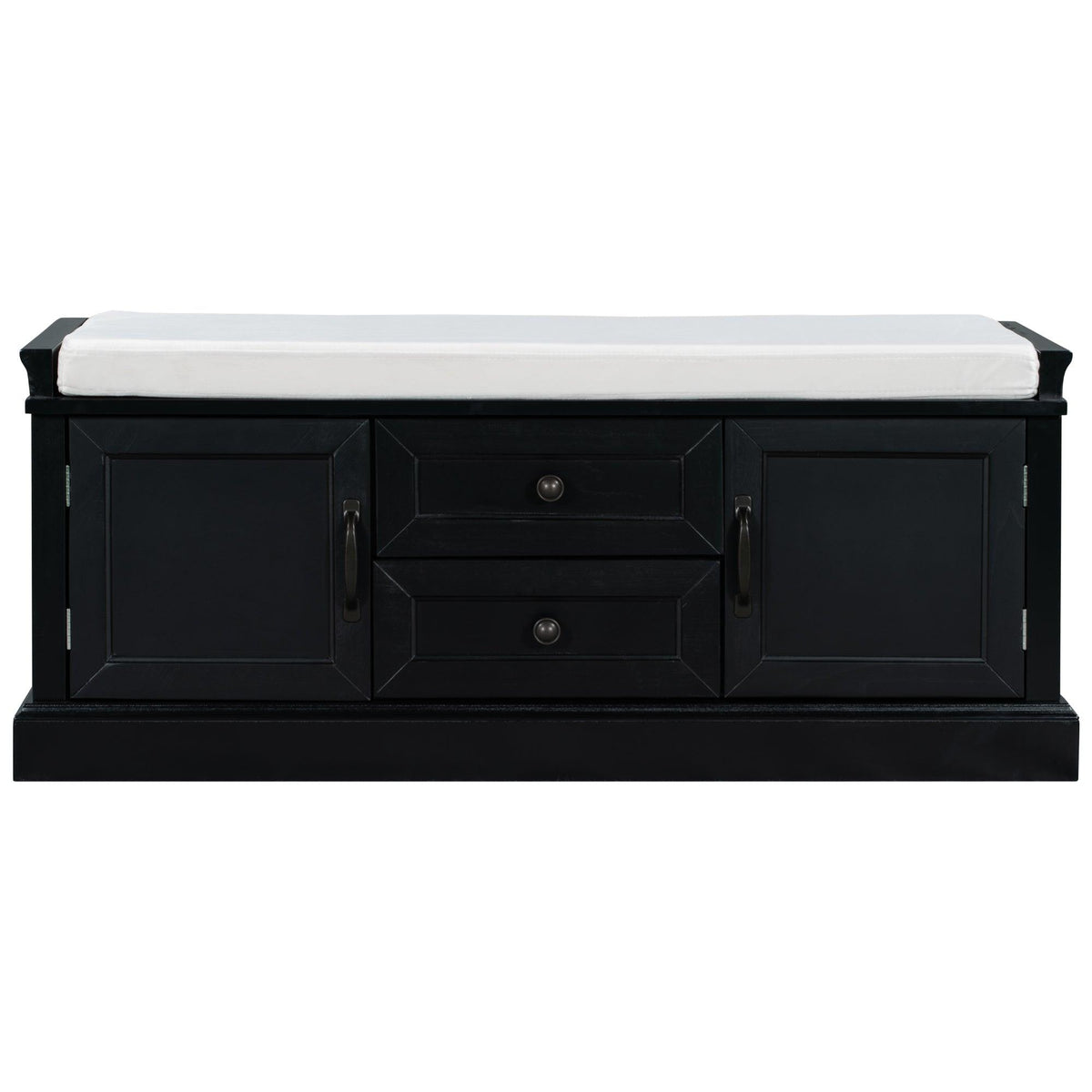 TREXM Storage Bench with 2 Drawers and 2 Cabinets in Black