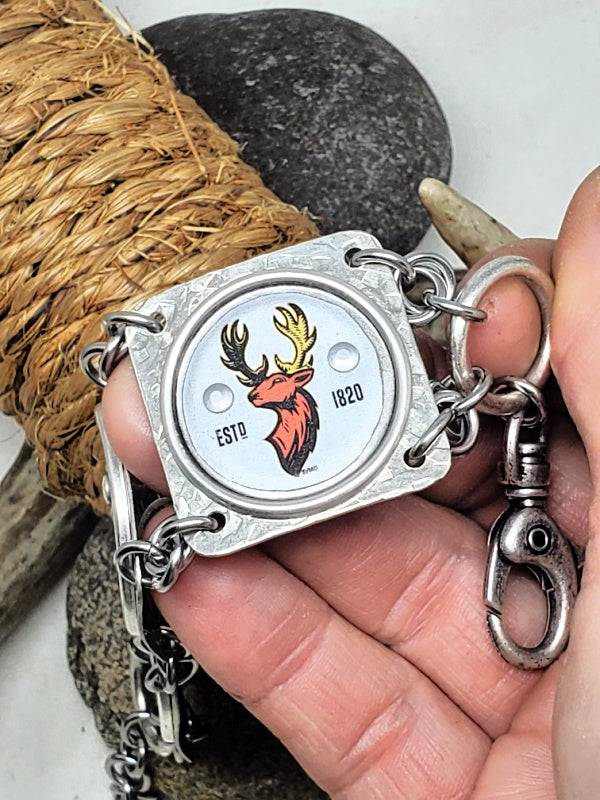 Vintage Buck Head Bottle Cap SILVER Bracelet