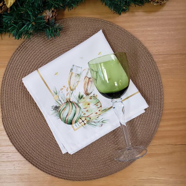 Charlo's Cloth Napkins Set of 4 Christmas Sparkling Wine Toast 16