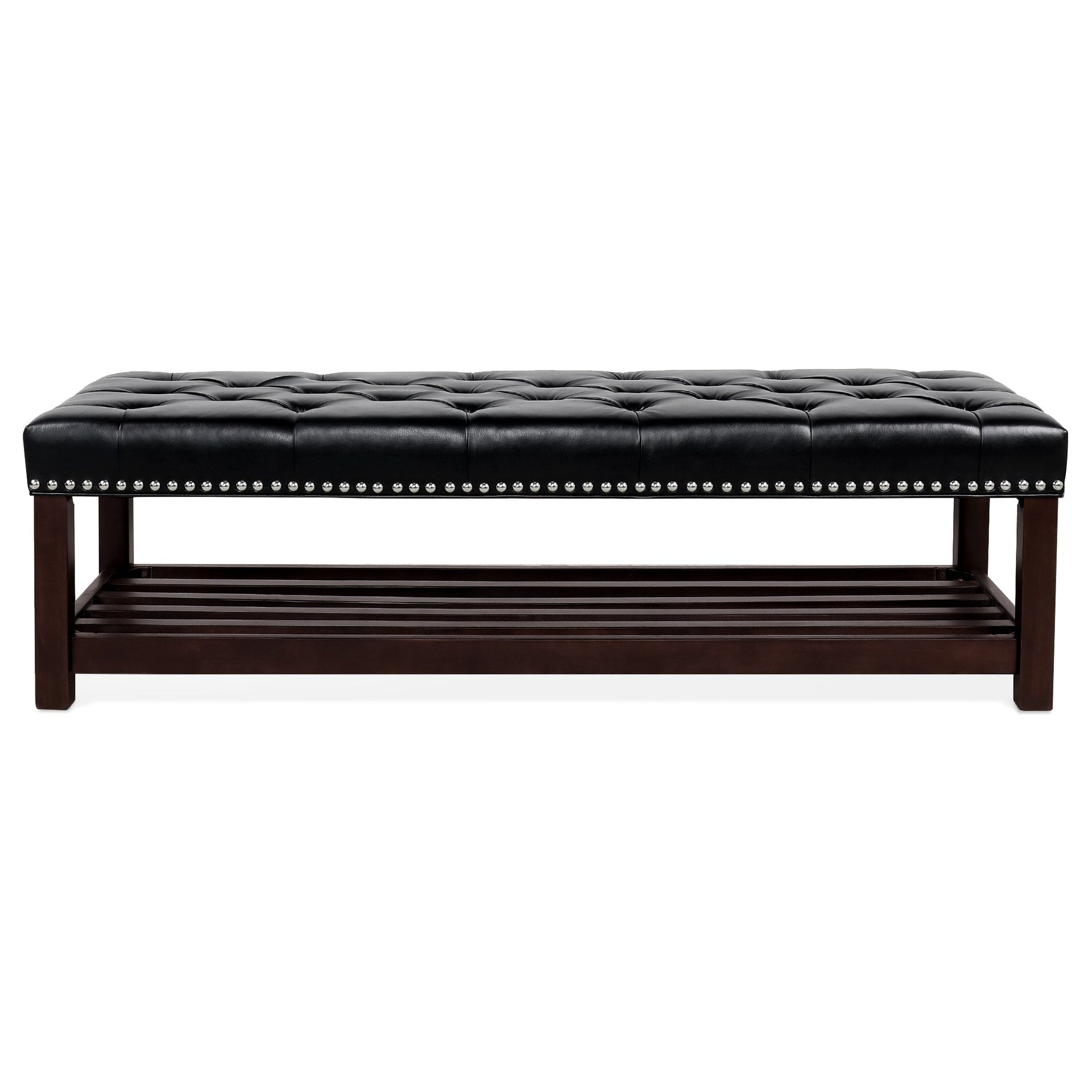Wooden Base Upholstered Bench for Bedroom and Entryway