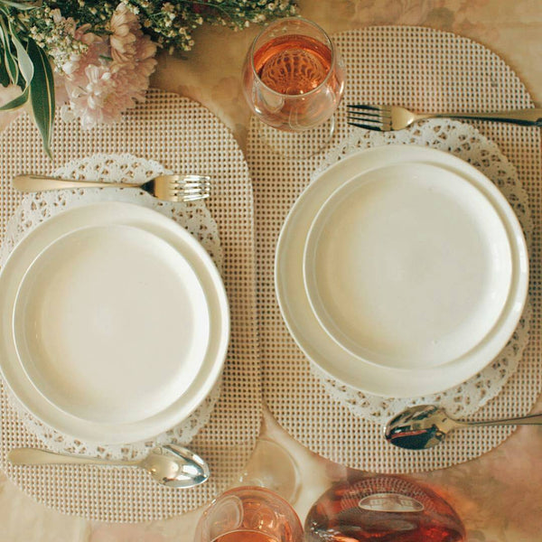 Set Of 6 Professional Rolled Rim White Dinner Plate 10