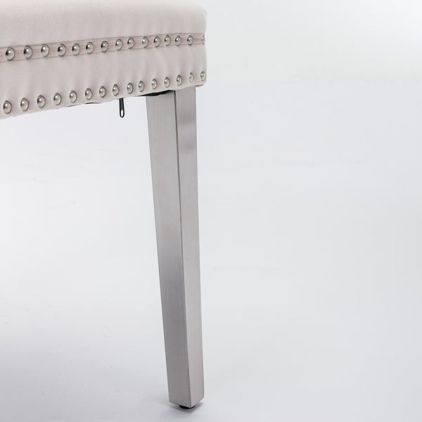 Nikki Collection Modern Tufted Solid Wood Velvet Upholstered Dining Chair with Chrome Legs