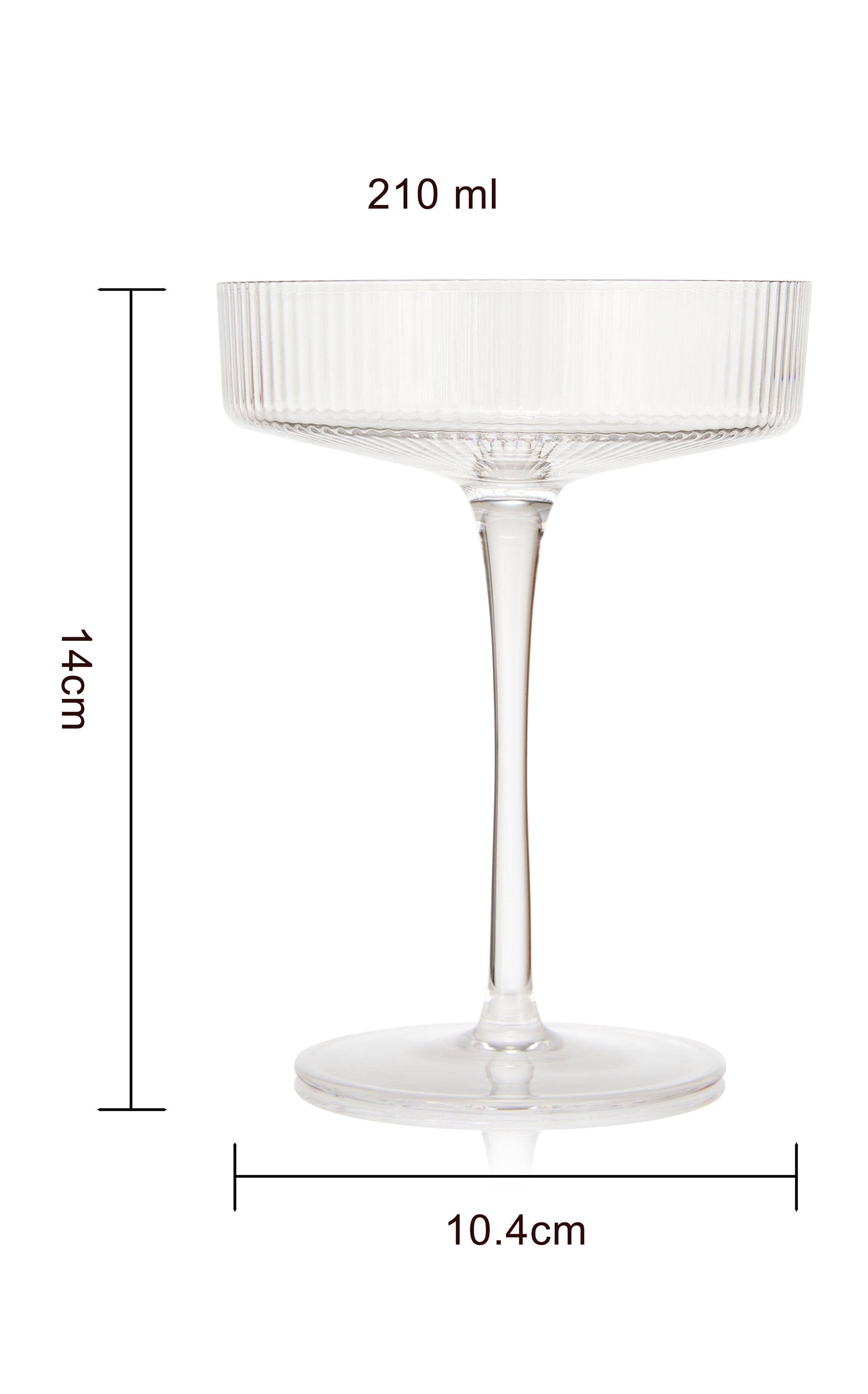 Vintage Art Deco Coupe Glasses Ribbed Coupe Cocktail Glasses 8 oz | Set of 2 | Crystal Cocktail Glassware for Champagne Classic Manhattan Goblet For Cocktails , Ripple Coupe Glassware - Gift Box