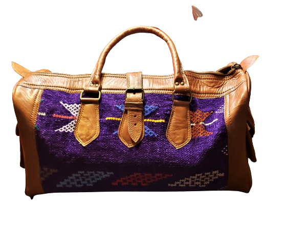 Violet Kilim & Leather Travel Bag