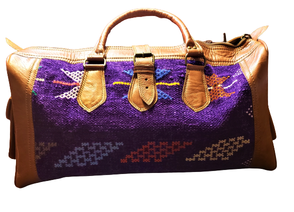 Violet Kilim & Leather Travel Bag