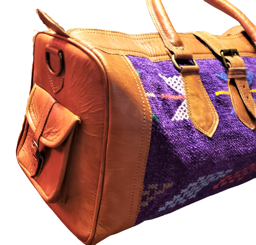 Violet Kilim & Leather Travel Bag