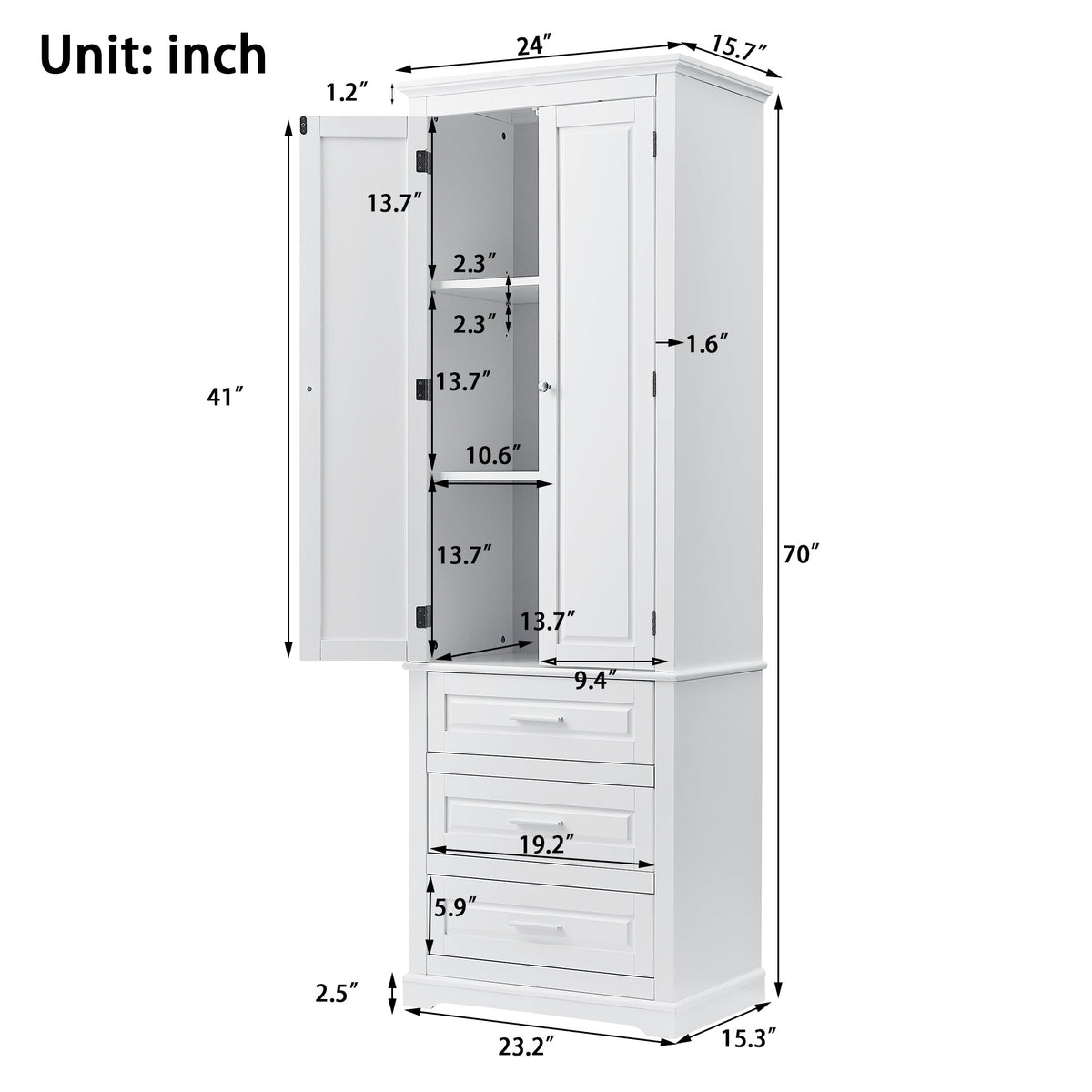 Tall Storage Cabinet With Three Drawers