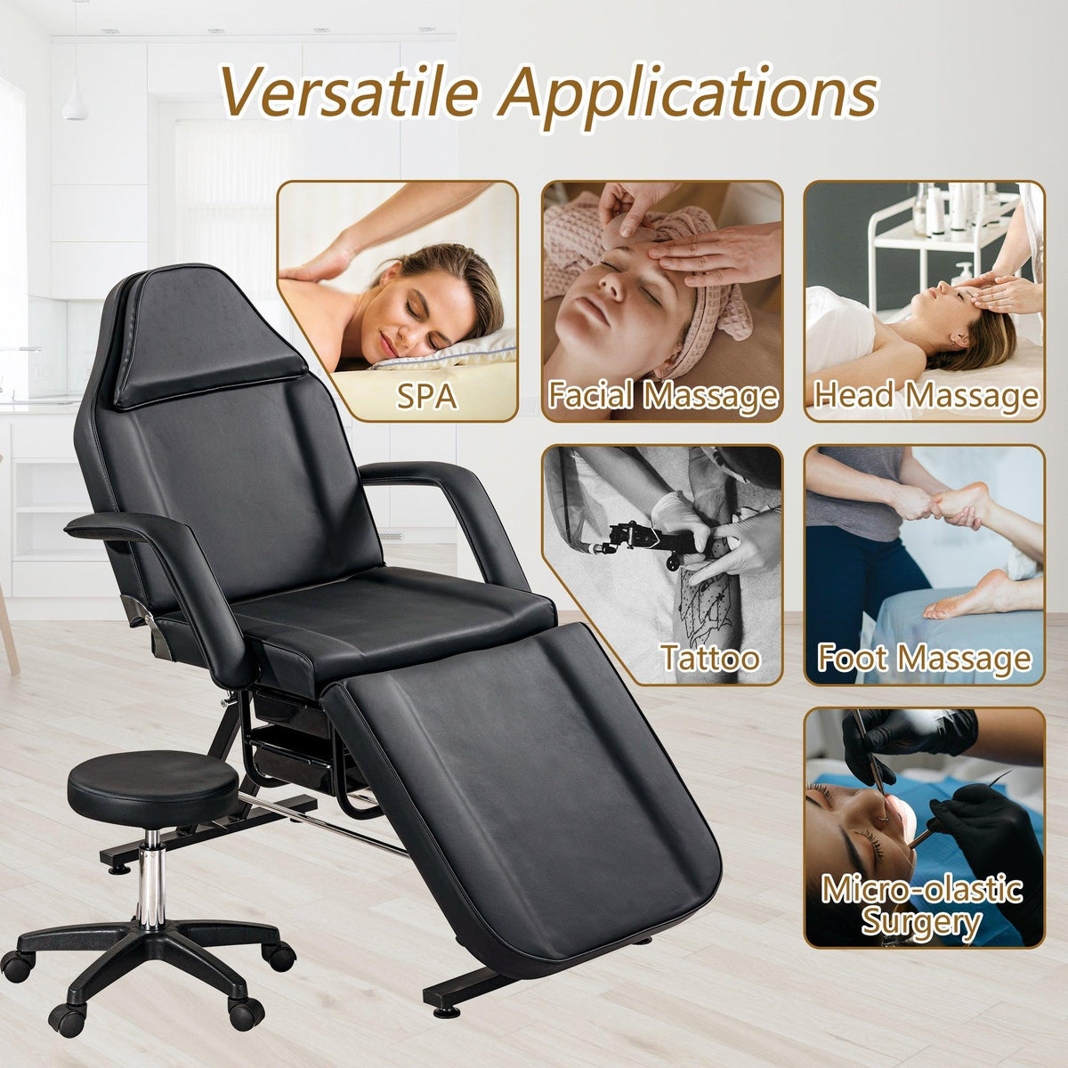 Massage Salon Tattoo Chair with Hydraulic Stool