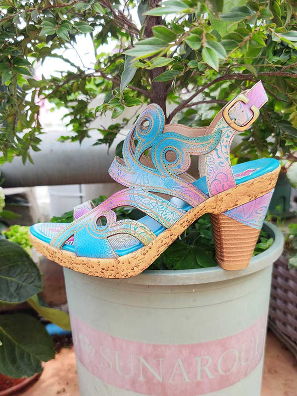 Zendaya Hand-painted Genuine Leather Sandals