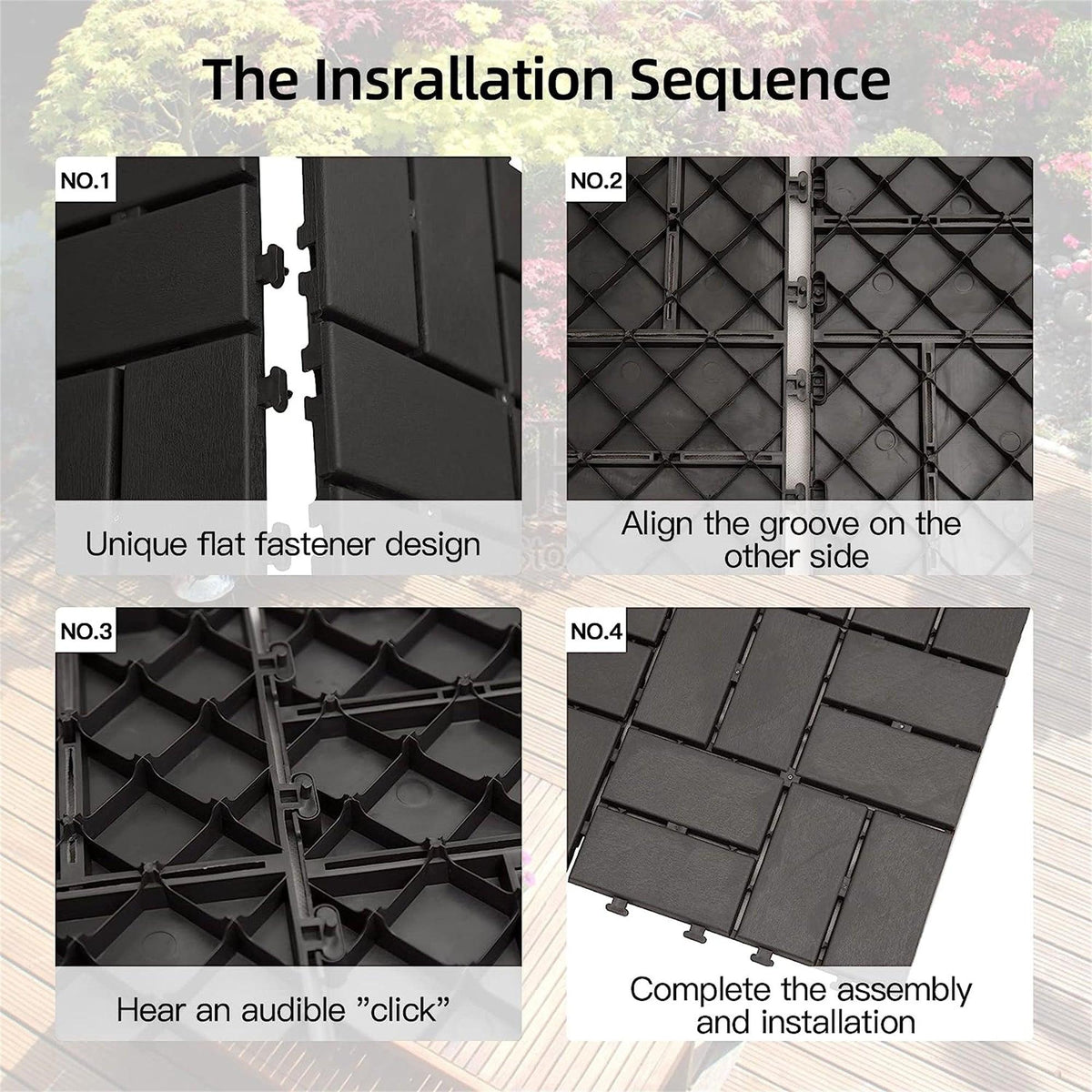 Patio Interlocking Deck Tiles - Pack of 36