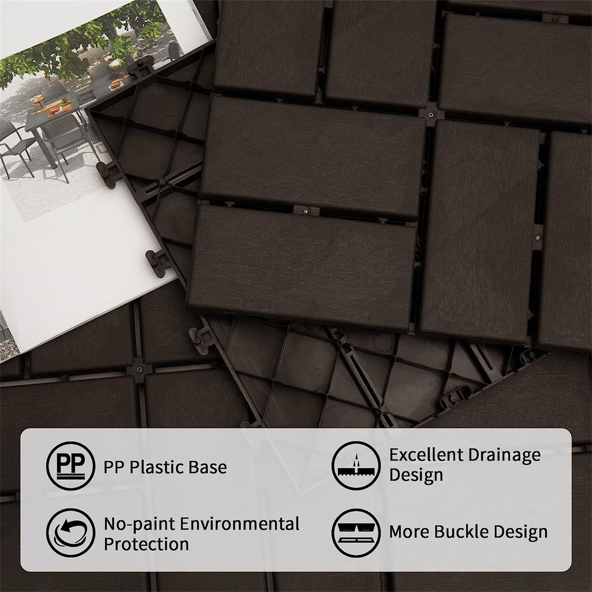 Patio Interlocking Deck Tiles, 12
