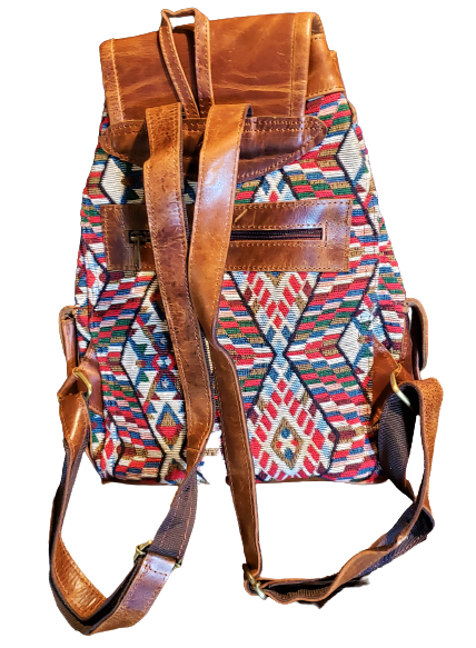 Leather & Jacquard Backpack Handbag