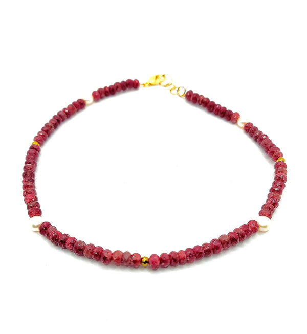 Natural Ruby and Freshwater Pearls Choker Necklace - Gifts for You 'n Me